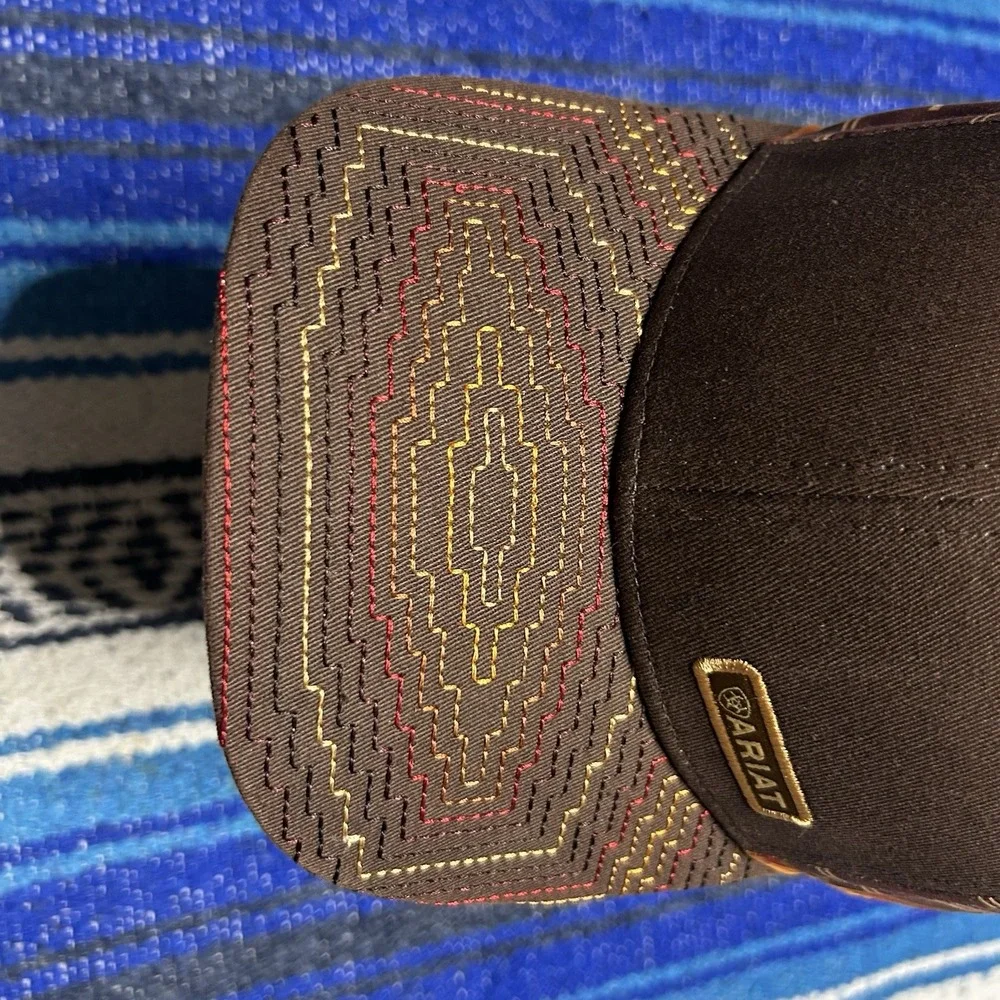 Ariat Ladies Western Brown Aztec Pattern Adjustable Hat Rodeo Ranch Workwear